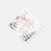 ピンクボウ松の木の冬のオネダーランド1歳の誕生日 スタンダードカクテルナプキン (角)