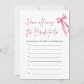 ピンクボウ歳の新婦のブライダルシャワーゲーム 招待状 (正面)