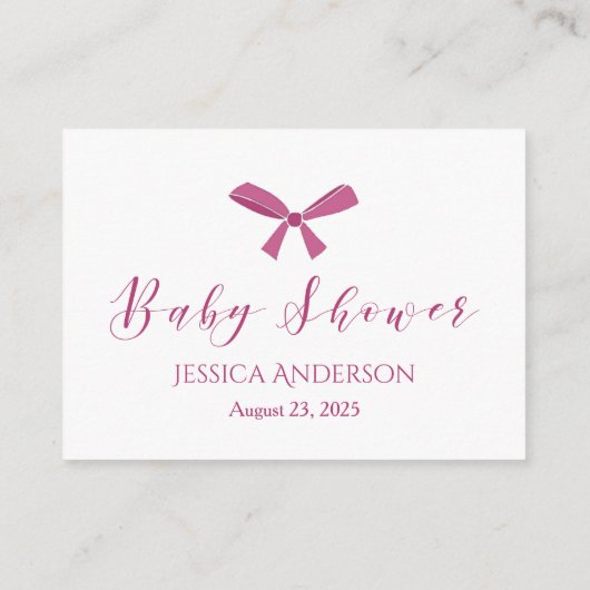 ピンクボウ母の腹のサイズのシャワーゲーム エンクロージャーカード (裏面)