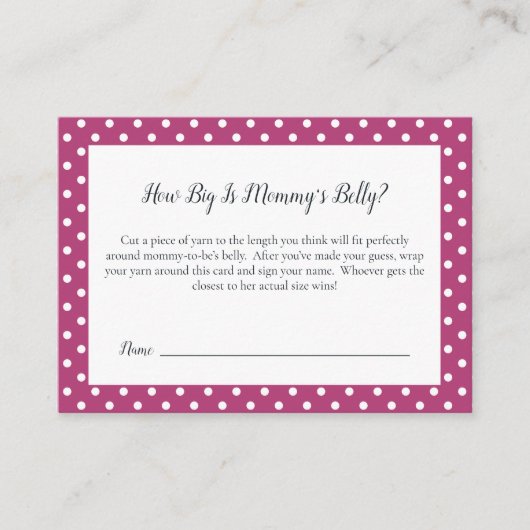 ピンクボウ母の腹のサイズのシャワーゲーム エンクロージャーカード (正面)