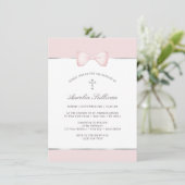 ピンクボウ淡い色のバプテスマ招待状 招待状 (スタンド正面)