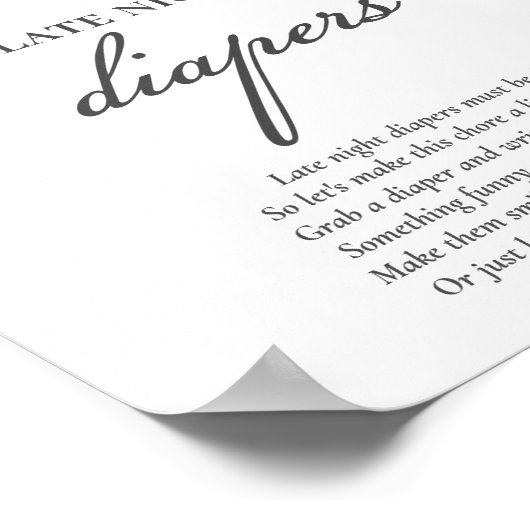 ピンクボウ深夜おむつ赤ちゃんシャワーゲーム ポスター (角)