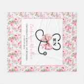 ピンクボウ登録ナース卒業 フリースブランケット (正面(横))