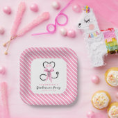 ピンクボウ登録ナース卒業 ペーパープレート (パーティー)