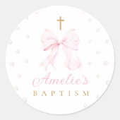 ピンクボウ真珠ガールバプテスマ ラウンドシール (正面)