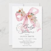 ピンクボウ秋フローラベビーシャワー 招待状 (正面)
