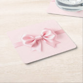 ピンクボウ紙コースター スクエアペーパーコースター (アングル)