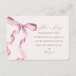 ピンクボウ結び目共有レシピインサート エンクロージャーカード