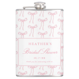 ピンクボウ結び結び付けブライダルシャワーの好意 フラスク