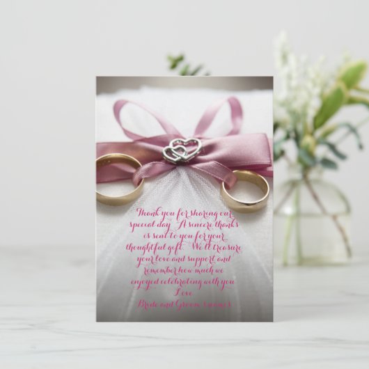 ピンクボウ結婚ズサンキューカード 招待状 (スタンド正面)