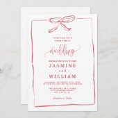 ピンクボウ結婚式招待状 招待状 (正面/裏面)