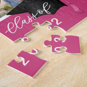 ピンクボウ繰り返し写真コラージュおめでとう卒業生 ジグソーパズル (側面)