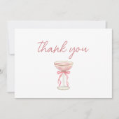 ピンクボウ花びら&プロセッコ赤面ブライダルシャワー サンキューカード (正面)
