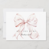 ピンクボウ花嫁付きカード 招待状 (正面)