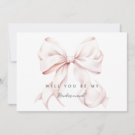 ピンクボウ花嫁付きカード 招待状 (正面)