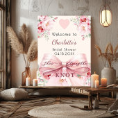 ピンクボウ花模様ノットブライダルシャワーウェルカムサイン ポスター