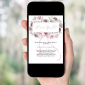 ピンクボウ花模様女の子ベビーシャワー 招待状