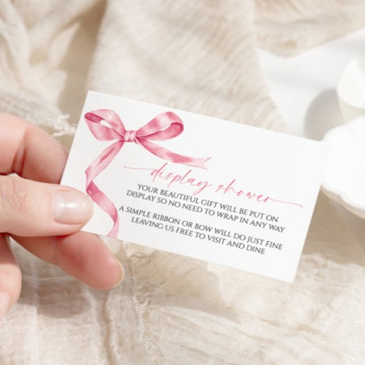 ピンクボウ表示赤ちゃんシャワー囲いカード エンクロージャーカード