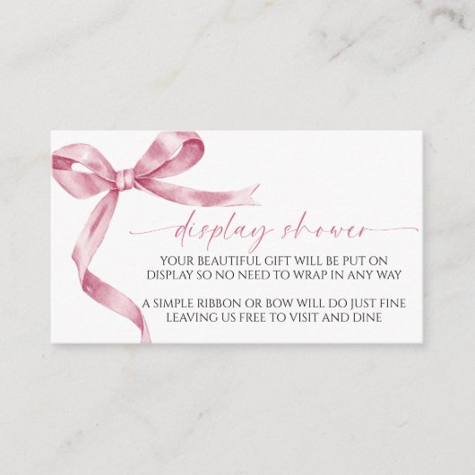 ピンクボウ表示赤ちゃんシャワー囲いカード エンクロージャーカード (正面)