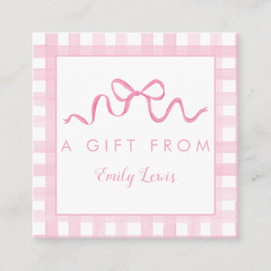 ピンクボウ誕生日ギフトエンクロージャカード エンクロージャーカード (正面)