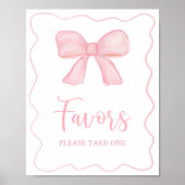 ピンクボウ誕生日パーティーのお気に入りサイン ポスター (正面)