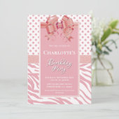 ピンクボウ誕生日パーティー 招待状 (スタンド正面)