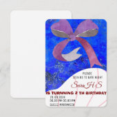 ピンクボウ誕生日招待状ガールズ11誕生日インビ 招待状 (正面/裏面)