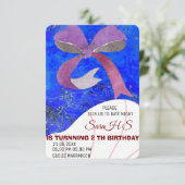 ピンクボウ誕生日招待状ガールズ11誕生日インビ 招待状 (スタンド正面)