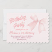 ピンクボウ誕生日 招待状 (正面)