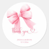 ピンクボウ赤ちゃんガールシャワー ラウンドシール (正面)