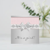 ピンクボウ赤ちゃんガールシャワー 招待状 (スタンド正面)
