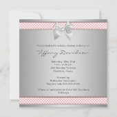 ピンクボウ赤ちゃんガールシャワー 招待状 (裏面)