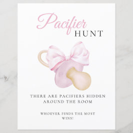 ピンクボウ赤ちゃんシャワーおしゃぶり狩りゲームサイン