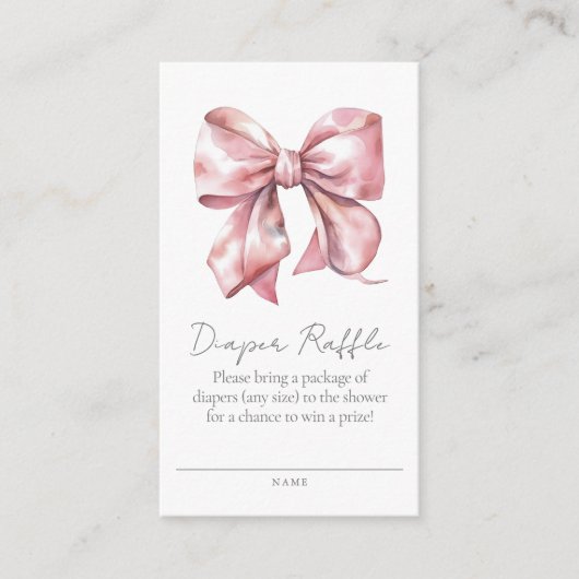 ピンクボウ赤ちゃんシャワーおむつラッフルエンクロージャカード エンクロージャーカード (正面)