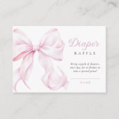 ピンクボウ赤ちゃんシャワーおむつラッフル エンクロージャーカード (正面)
