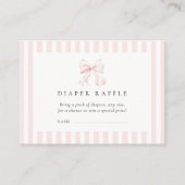 ピンクボウ赤ちゃんシャワーおむつラッフル エンクロージャーカード (正面)