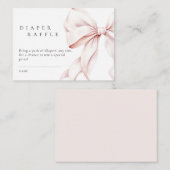 ピンクボウ赤ちゃんシャワーおむつラッフル エンクロージャーカード (正面/裏面)
