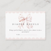 ピンクボウ赤ちゃんシャワーおむつラッフル エンクロージャーカード (正面)