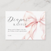 ピンクボウ赤ちゃんシャワーおむつラッフル エンクロージャーカード (正面)