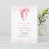 ピンクボウ赤ちゃんシャワーの招待状 招待状 (スタンド正面)