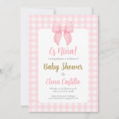 ピンクボウ赤ちゃんシャワーガールスペインの招待 招待状 (正面)