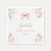 ピンクボウ赤ちゃんシャワーガール スタンダードカクテルナプキン (正面)