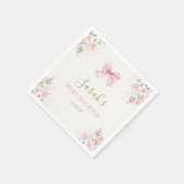 ピンクボウ赤ちゃんシャワーガール スタンダードカクテルナプキン (角)