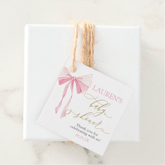 ピンクボウ赤ちゃんシャワーガール フェイバータグ (インサイチュ)