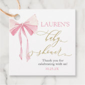 ピンクボウ赤ちゃんシャワーガール フェイバータグ (正面)