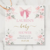 ピンクボウ赤ちゃんシャワーガール フェイバータグ (正面)