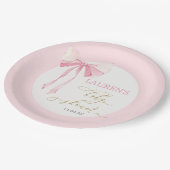 ピンクボウ赤ちゃんシャワーガール ペーパープレート (アングル)