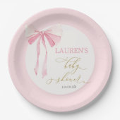 ピンクボウ赤ちゃんシャワーガール ペーパープレート (正面)
