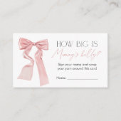 ピンクボウ赤ちゃんシャワーゲームママのお腹の大きさ エンクロージャーカード (正面)