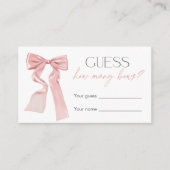 ピンクボウ赤ちゃんシャワーゲーム数を推測 エンクロージャーカード (正面)